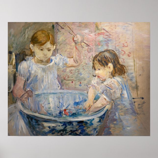 Berthe Morisot - Barn vid Bassängen Poster (Framsidan)