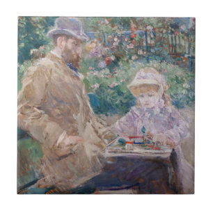 Berthe Morisot - Eugene Manet med sin dotter Kakelplatta