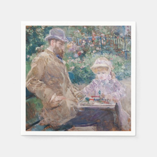 Berthe Morisot - Eugene Manet med sin dotter Pappersservett (Framsidan)