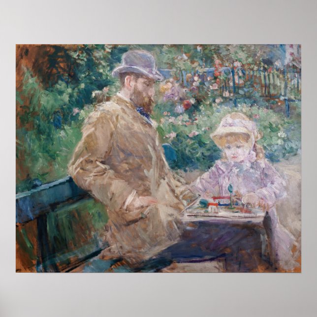 Berthe Morisot - Eugene Manet med sin dotter Poster (Framsidan)