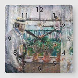 Berthe Morisot - Eugene Manet på Isle of Wight Fyrkantig Klocka