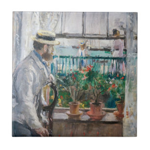 Berthe Morisot - Eugene Manet på Isle of Wight Kakelplatta