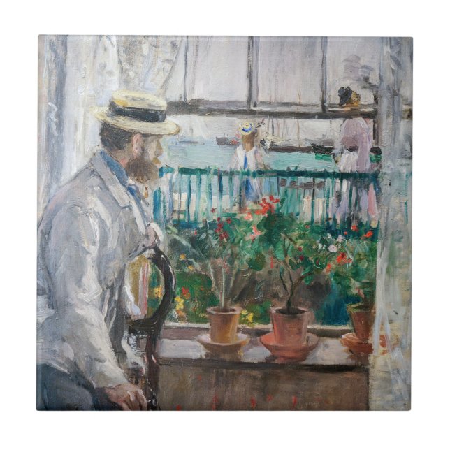 Berthe Morisot - Eugene Manet på Isle of Wight Kakelplatta (Framsidan)