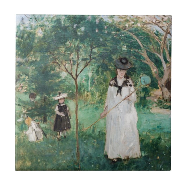 Berthe Morisot - Fjärilsjakt Kakelplatta (Framsidan)