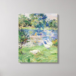 Berthe Morisot - Flickan i en Boat med Geese Canvastryck