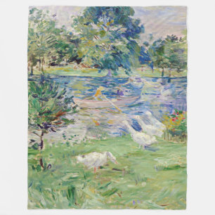 Berthe Morisot - Flickan i en Boat med Geese Fleecefilt