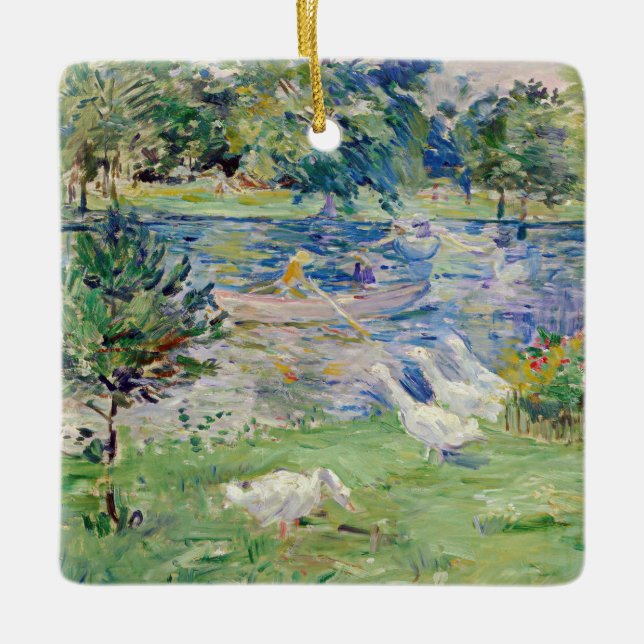 Berthe Morisot - Flickan i en Boat med Geese Julgransprydnad Keramik (Framsida)