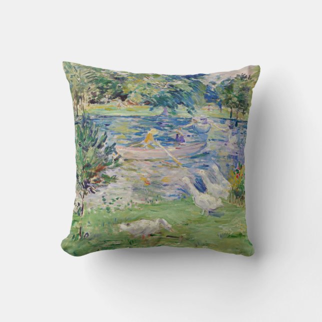 Berthe Morisot - Flickan i en Boat med Geese Kudde (Framsida)
