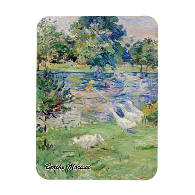 Berthe Morisot - Flickan i en Boat med Geese Magnet (Vertikal)
