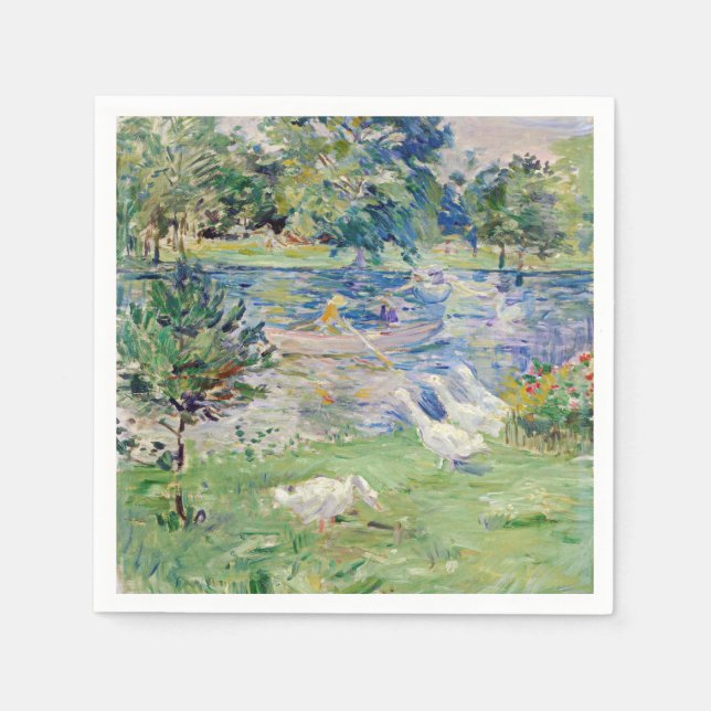 Berthe Morisot - Flickan i en Boat med Geese Pappersservett (Framsidan)