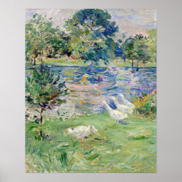 Berthe Morisot - Flickan i en Boat med Geese Poster