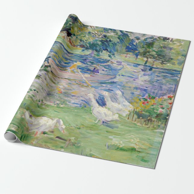Berthe Morisot - Flickan i en Boat med Geese Presentpapper (Utrullad)