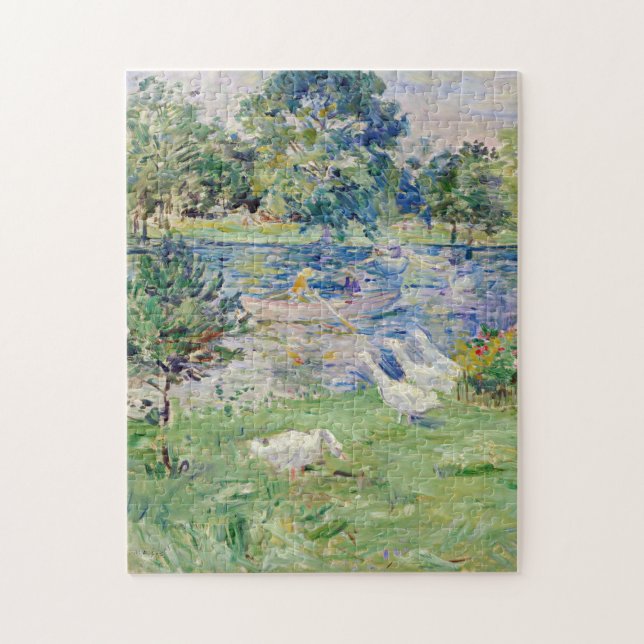 Berthe Morisot - Flickan i en Boat med Geese Pussel (Vertikal)