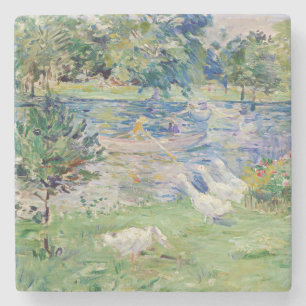 Berthe Morisot - Flickan i en Boat med Geese Stenunderlägg