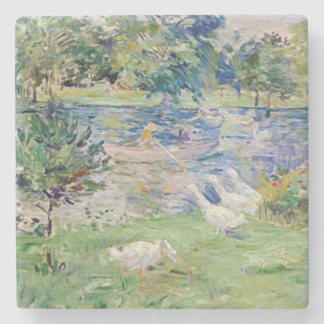Berthe Morisot - Flickan i en Boat med Geese Stenunderlägg (Framsidan)