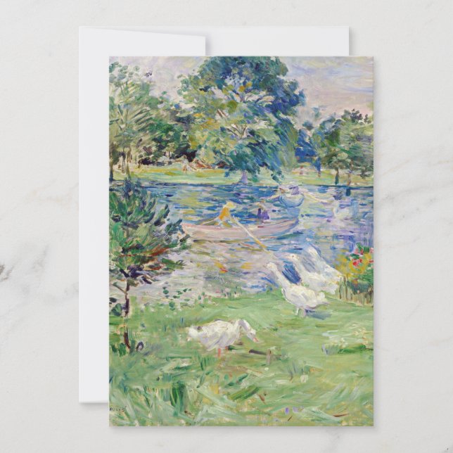 Berthe Morisot - Flickan i en Boat med Geese Tack Kort (Framsida)
