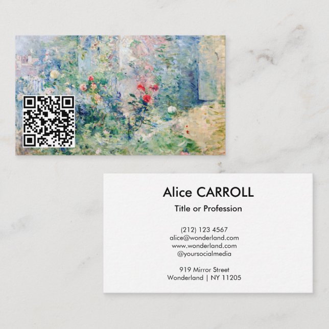 Berthe Morisot - Garden vid Bougival - QR-koden Visitkort (Fram/baksida)