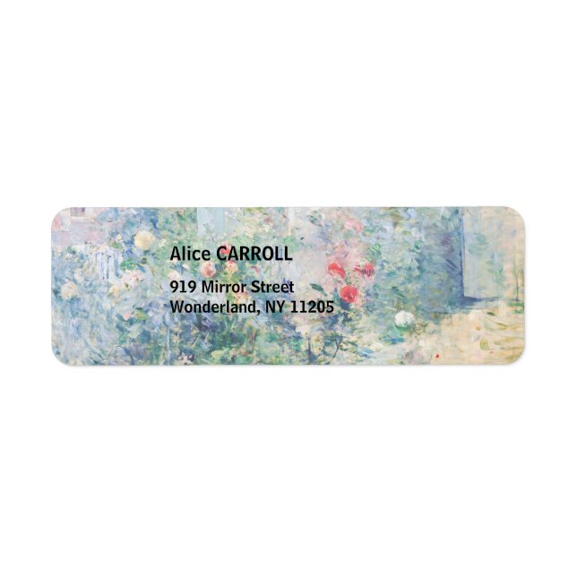 Berthe Morisot - Garden vid Bougival Returadress Etikett (Framsidan)