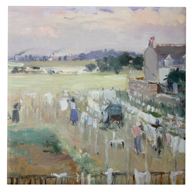 Berthe Morisot - hänga tvätten ut till torrt Kakelplatta (Framsidan)