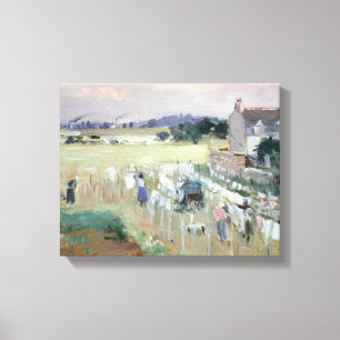 Berthe Morisot - Hanging the Tvätt ut till Dry Canvastryck