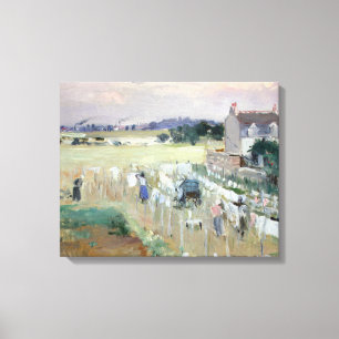 Berthe Morisot - Hanging the Tvätt ut till Dry Canvastryck
