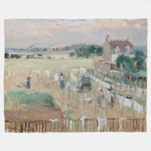 Berthe Morisot - Hanging the Tvätt ut till Dry Fleecefilt