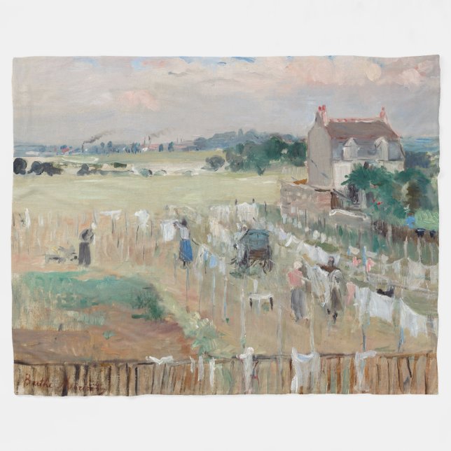 Berthe Morisot - Hanging the Tvätt ut till Dry Fleecefilt (Framsidan (Horisontell))