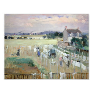 Berthe Morisot - Hanging the Tvätt ut till Dry Fototryck