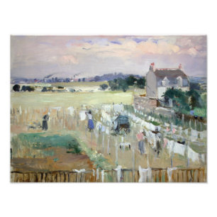 Berthe Morisot - Hanging the Tvätt ut till Dry Fototryck