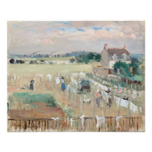 Berthe Morisot - Hanging the Tvätt ut till Dry Fototryck