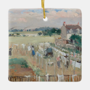 Berthe Morisot - Hanging the Tvätt ut till Dry Julgransprydnad Keramik