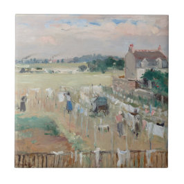 Berthe Morisot - Hanging the Tvätt ut till Dry Kakelplatta