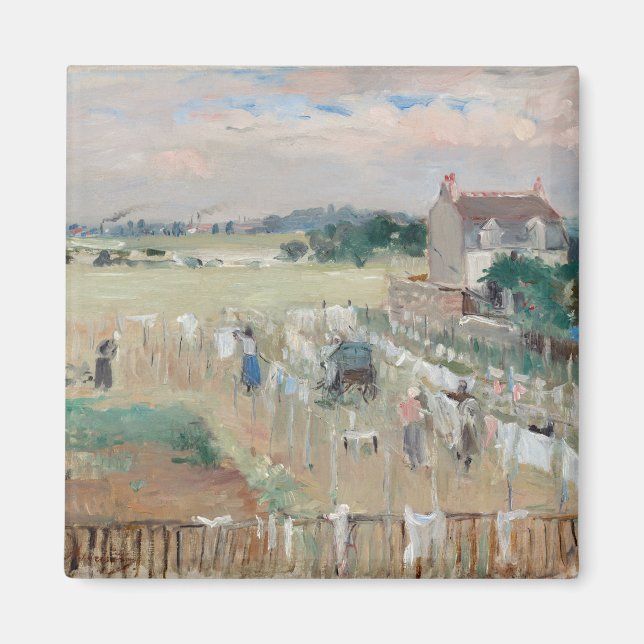 Berthe Morisot - Hanging the Tvätt ut till Dry Magnet (Framsidan)