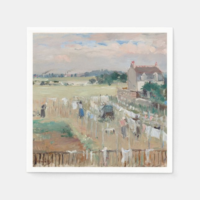 Berthe Morisot - Hanging the Tvätt ut till Dry Pappersservett (Framsidan)