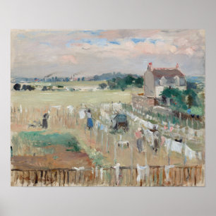 Berthe Morisot - Hanging the Tvätt ut till Dry Poster