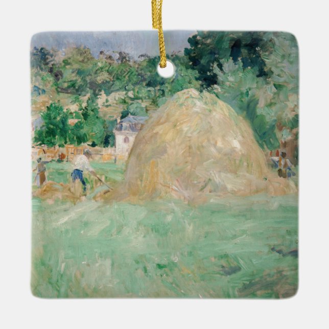 Berthe Morisot - Haystacks vid Bougival Julgransprydnad Keramik (Framsida)