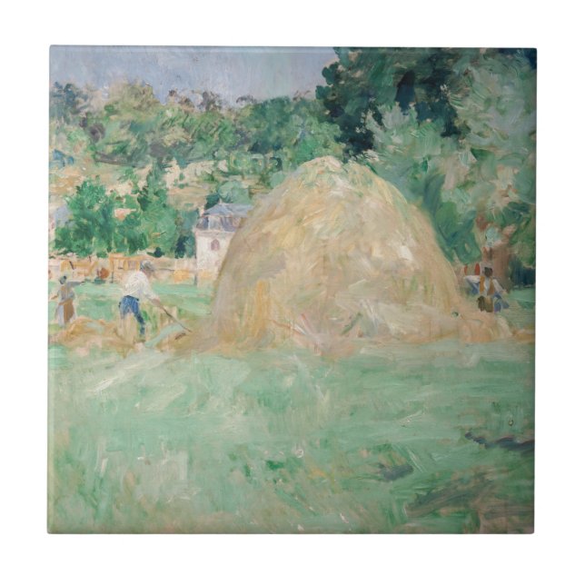 Berthe Morisot - Haystacks vid Bougival Kakelplatta (Framsidan)