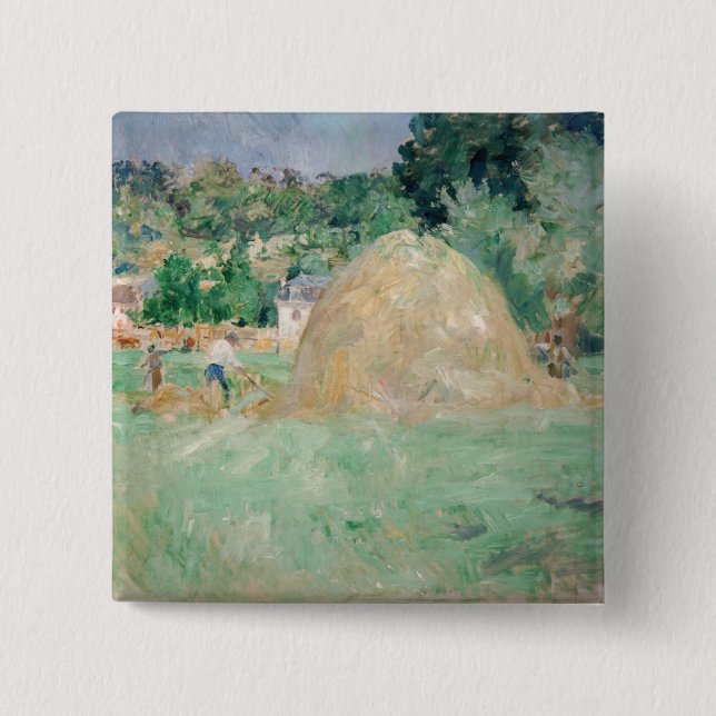 Berthe Morisot - Haystacks vid Bougival Knapp (Framsida)