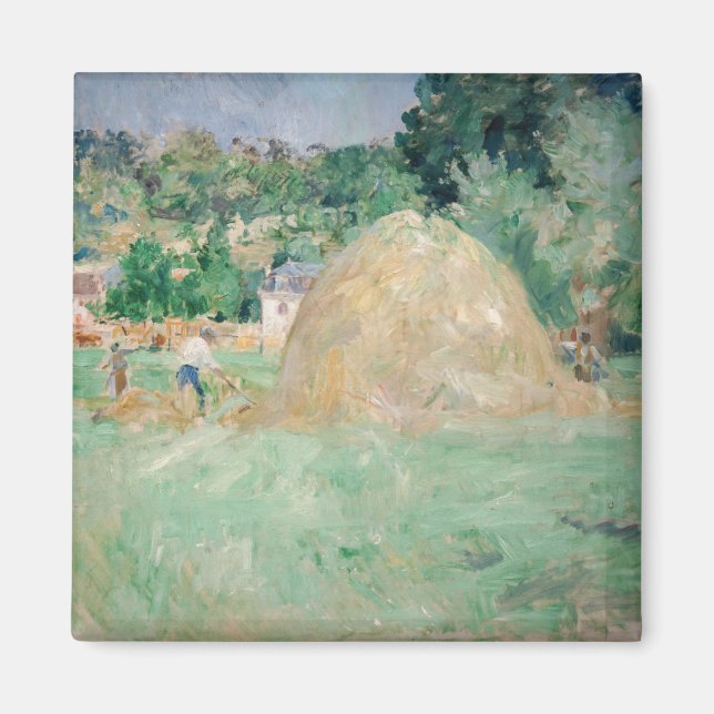 Berthe Morisot - Haystacks vid Bougival Magnet (Framsidan)