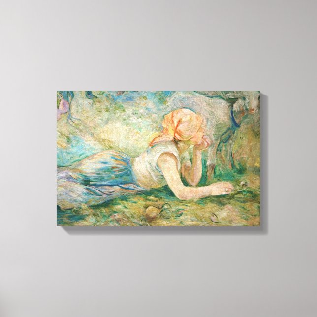 Berthe Morisot - Herderska vilande Canvastryck (Framsida)
