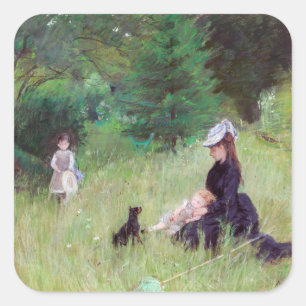 Berthe Morisot - i en park Fyrkantigt Klistermärke