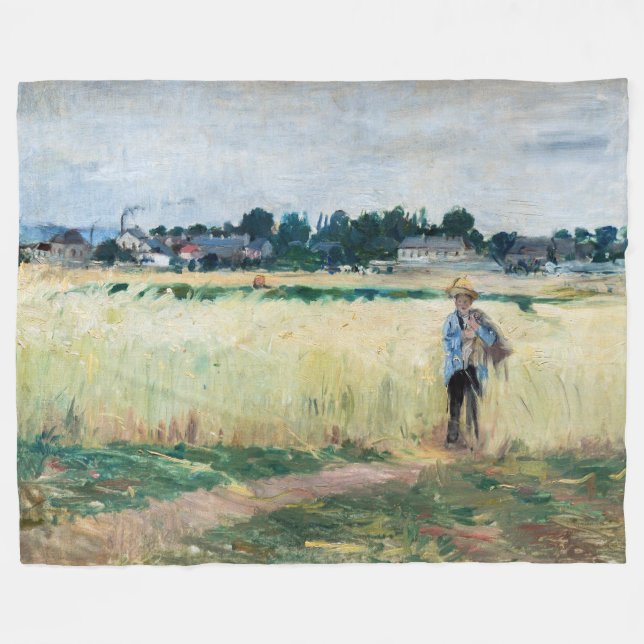Berthe Morisot - In Wheatfield at Gennevillier Fleecefilt (Framsidan (Horisontell))