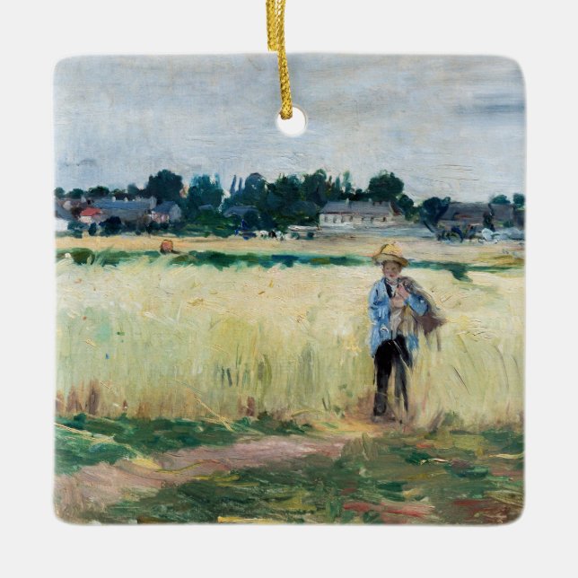 Berthe Morisot - In Wheatfield at Gennevillier Julgransprydnad Keramik (Framsida)