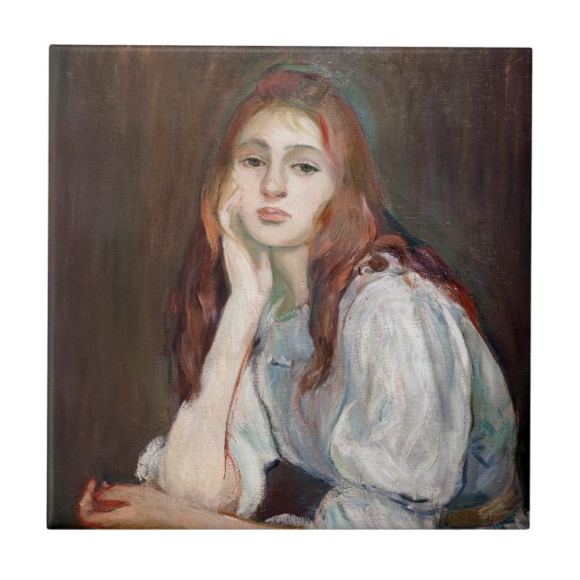 Berthe Morisot - Julie Daydreaming Kakelplatta (Framsidan)