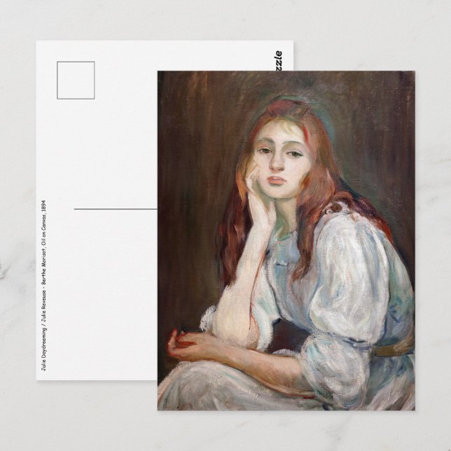 Berthe Morisot - Julie Daydreaming Vykort (Fram/baksida)