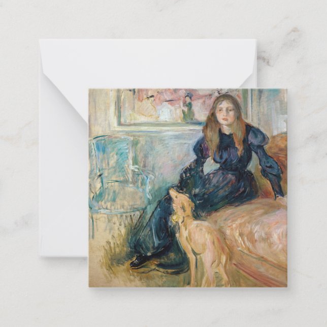 Berthe Morisot - Julie och hennes Greyhound Laerte Anteckningskort (Framsida)