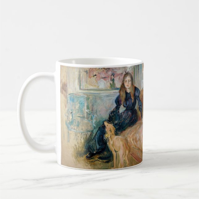 Berthe Morisot - Julie och hennes Greyhound Laerte Kaffemugg (Vänster)