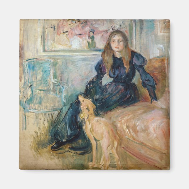 Berthe Morisot - Julie och hennes Greyhound Laerte Magnet (Framsidan)