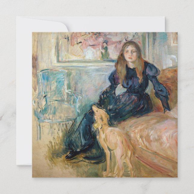 Berthe Morisot - Julie och hennes Greyhound Laerte Tack Kort (Framsida)