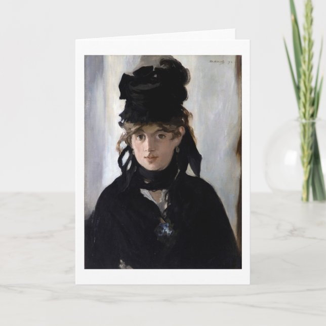 Berthe Morisot med en Bouquet of Violets, Manet Kort (Framsida)